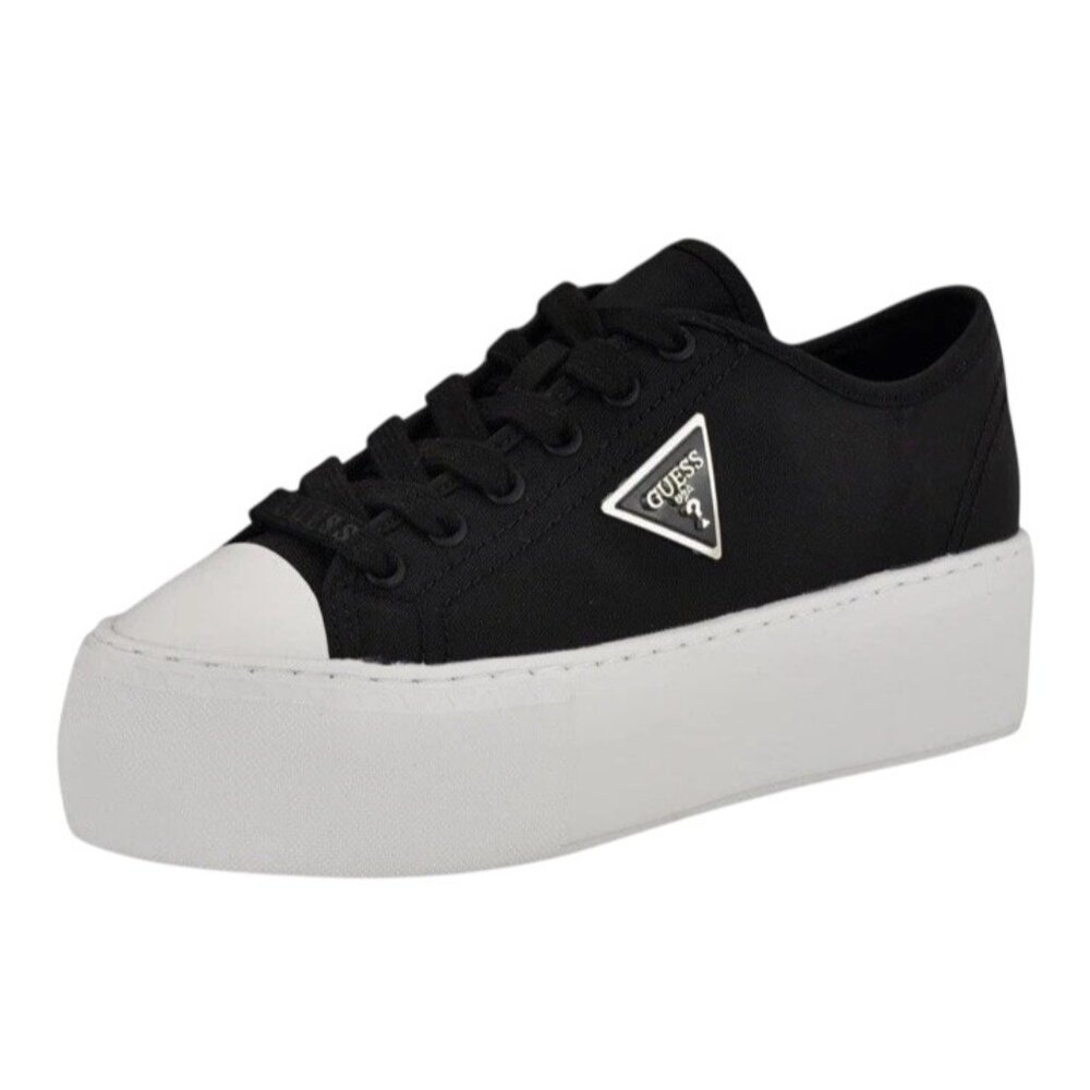 Guess  Joezi Platform Black Women’s 8.5M Fashion Sneakers Triangle Logo Plaque - Picture 5 of 16